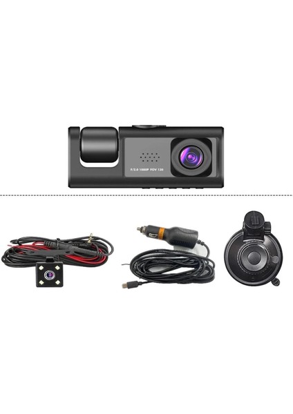 64GB Araç Içi Kamera 3 Kameralı (Yol + Araç Içi+ Arka) Fhd Video Kayıt Mikrofonlu Türkçe Cc-33