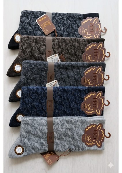 ; Lambswool (Yün) Erkek Çorap; Dikişsiz; Asorti 5'li Paket modelleri
