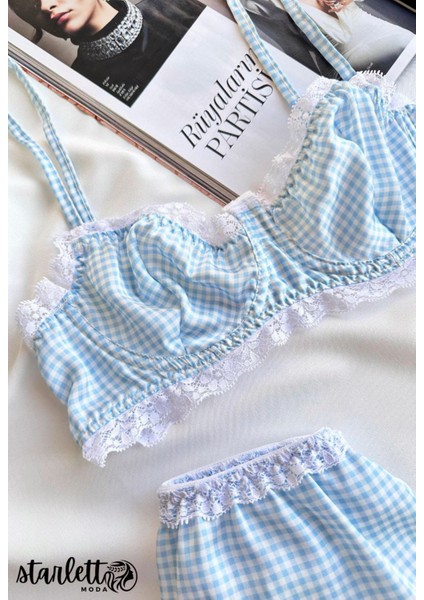 Balenli Dantelli Desteksiz Saten Iç Giyim Sütyen Takımı Iç Çamaşır Takımı