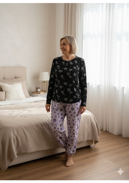 Kadın Kışlık Kadın Anne Içlik Pijama Altı %100 Pamuk Içi Miflonlu Klasik Beli Lastikli Rahat indirimleri