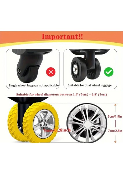 8 Adet Sarı Valiz Bavul Tekerleği Kılıfı, Sessiz Koruyucu Dayanklı, Ofis Sandalye Kılıf fiyatları