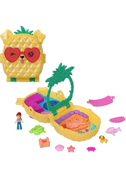 JFV00 Polly Pocket Ananas Köpekçik Plajı Mini Oyun Seti
