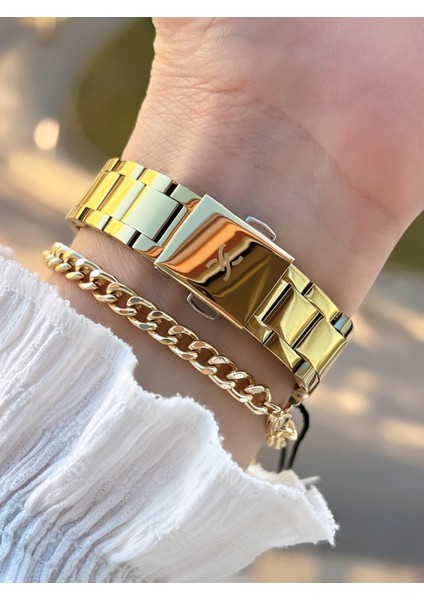 Çelik Kordon 30 mt Suya Dayanıklı Kadın Kol Saati+Bileklik BYN.14090.4 modelleri