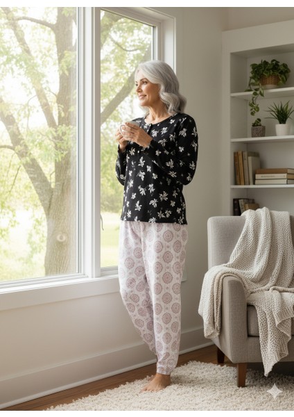 Kadın Kışlık Kadın Anne Içlik Pijama Altı %100 Pamuk Içi Miflonlu Klasik Beli Lastikli Rahat modelleri