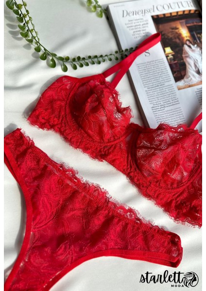 Tutkulu Kırmızı Dantel Sütyen Külot Takımı fırsatları