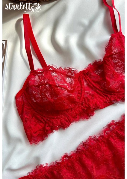 Tutkulu Kırmızı Dantel Sütyen Külot Takımı indirimleri