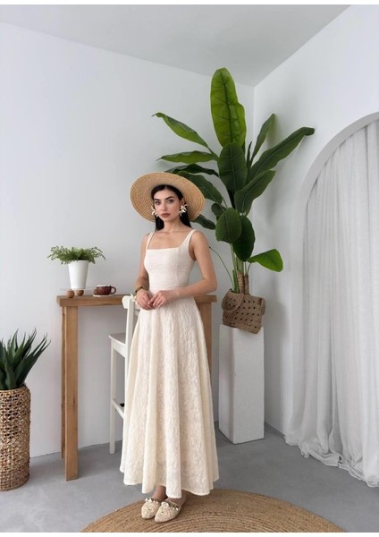 Ulak Handmader Cuper Çiçek Detaylı Elbise