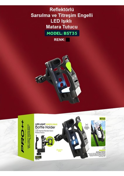 Reflektörlü Sarsıntı & Titreşim Engelli LED Işıklı Gidon ve Koruma Demiri Bağlantılı Matara Tutucu indirimleri