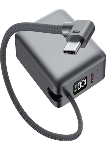 20W Hızlı Şarj Powerbank | 10000MAH LCD Ekranlı, Dahili Type-C Girişli Kablolu Taşınabilir Şarj fırsatları