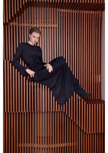 Güpür Detaylı Elbise Siyah 38823 modelleri