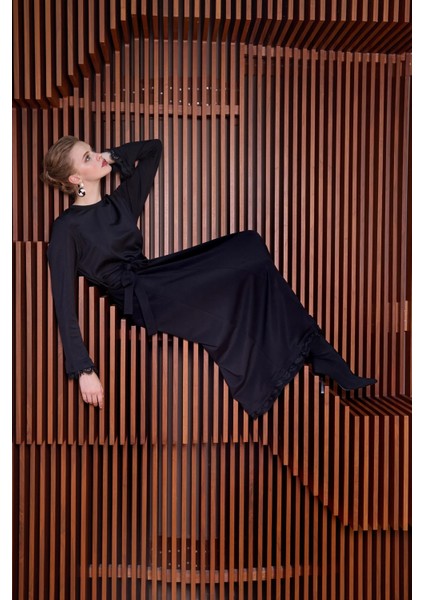 Güpür Detaylı Elbise Siyah 38823 fırsatları