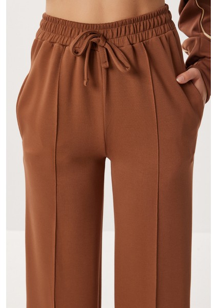 Kontrast Şeritli Modal Alt-Üst Takım LCI0062 Camel indirimleri