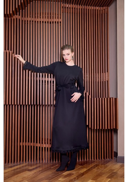 Güpür Detaylı Elbise Siyah 38823 indirimleri