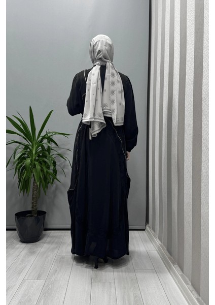 Nakış ve Fermuar Detaylı Cupra Ipek Elbise Siyah 37800 modelleri