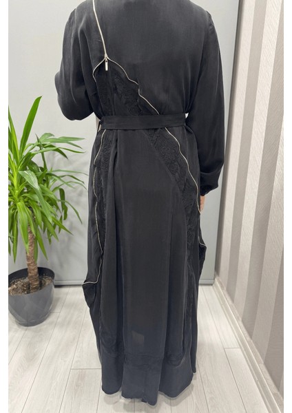 Nakış ve Fermuar Detaylı Cupra Ipek Elbise Siyah 37800 fırsatları