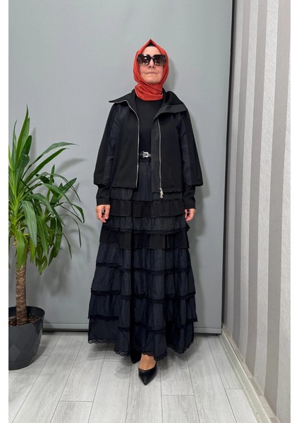 Fırfır Detaylı Ceket Elbise Takım Siyah 38807 fiyatları