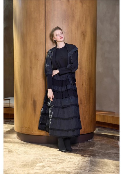 Fırfır Detaylı Ceket Elbise Takım Siyah 38807 fırsatları