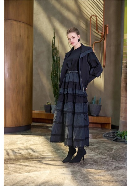 Fırfır Detaylı Ceket Elbise Takım Siyah 38807 indirimleri