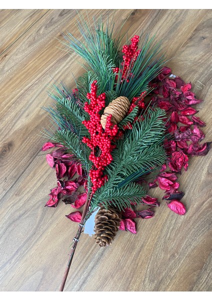 Yılbaşı Konsept Yapay Kozalaklı Çam Yapraklı 80 cm Kokina Dal