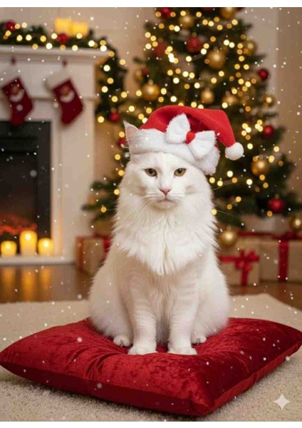 Kedi Noel Yılbaşı Parti Şapka Papyonlu