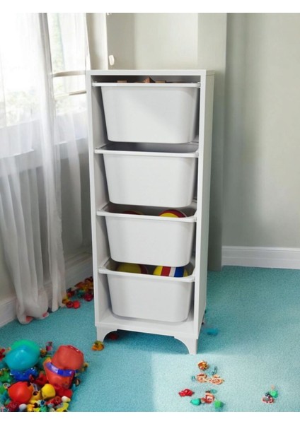 4 Sepetli Çok Amaçlı Dolap / Oyuncak Kutusu / Organizer Düzenleyici