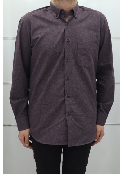 Fistan Store Erkek Düz Klasik Kesim Rahat Kalıp Tek Cepli Kışlık Kaşmir Gömlek