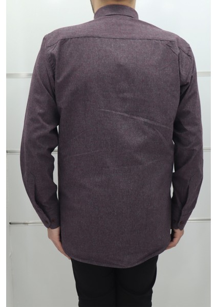 Fistan Store Erkek Düz Klasik Kesim Rahat Kalıp Tek Cepli Kışlık Kaşmir Gömlek modelleri