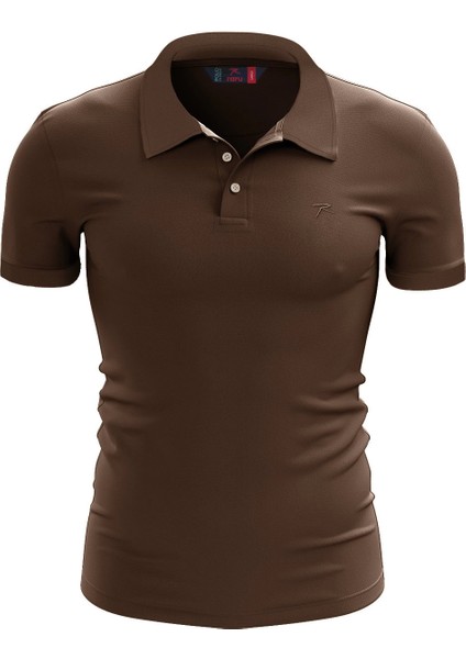 %100 Pamuk Polo T-Shirt Impero Kahverengi