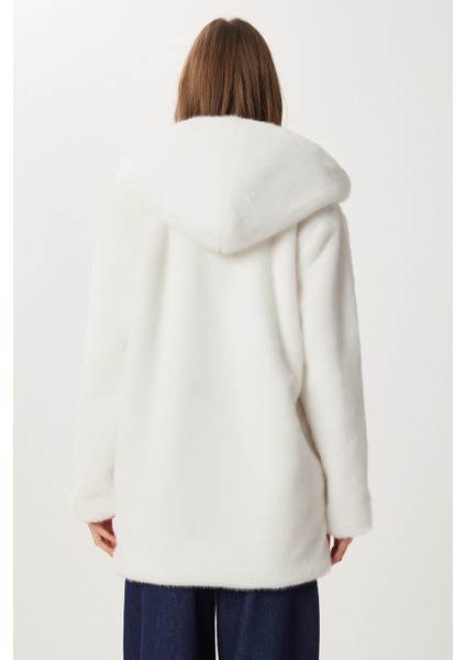 Kapüşonlu Suni Kürk Kaban LZH0018 Ekru indirimleri
