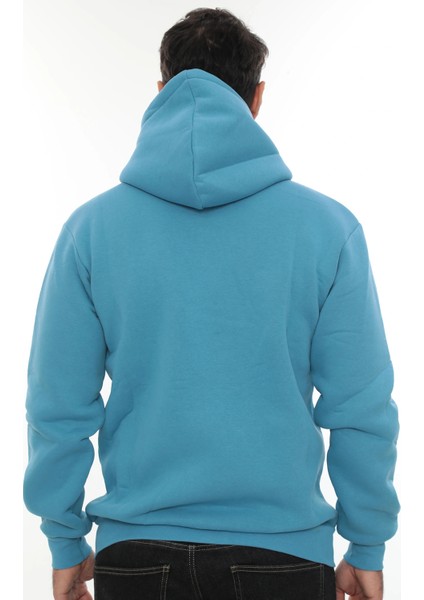 Erkek Turkuaz Standart Fit Normal Kesim Içi Polarlı Tam Fermuarlı Kapüşonlu Pamuklu Sweatshirt modelleri