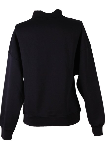 Dik Yaka Fermuarlı Siyah Kadın Sweatshirt 26KL71S95008 fiyatları