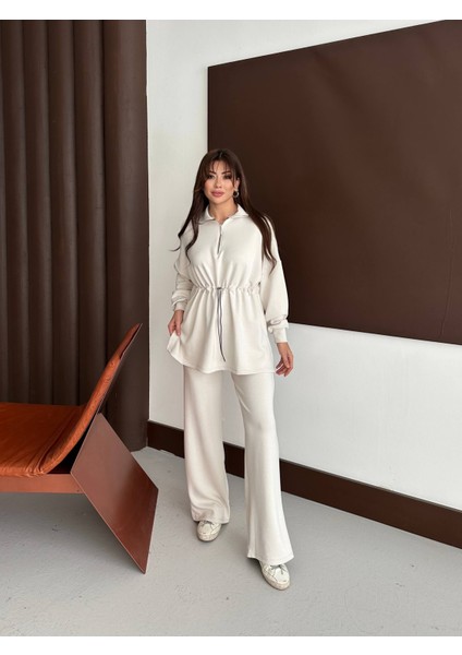 Kadın A Kalite Premium Cupralı Modal Yarım Fermuar - Köprülü Tesettür Takım