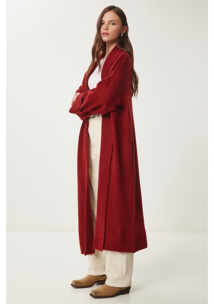 Şal Yaka Uzun Triko Hırka LHİ0004 Kiremit