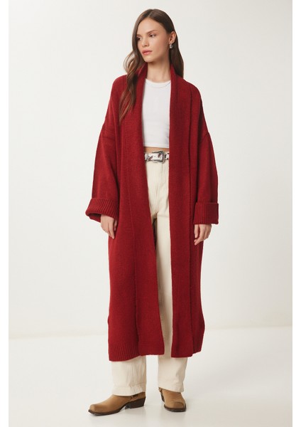 Şal Yaka Uzun Triko Hırka LHİ0004 Kiremit modelleri