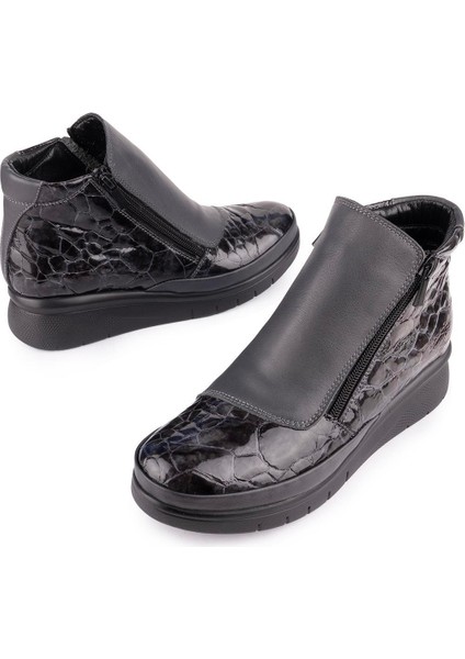 Hakiki Deri Modern Ortopedik Fermuarlı Bot Siyah 1064 fiyatları