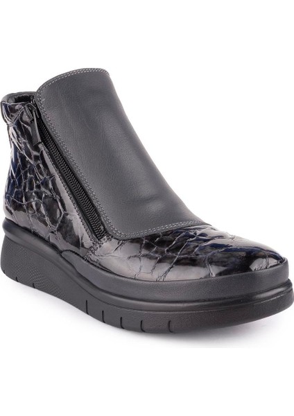 Hakiki Deri Modern Ortopedik Fermuarlı Bot Siyah 1064 modelleri