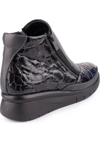 Hakiki Deri Modern Ortopedik Fermuarlı Bot Siyah 1064 indirimleri