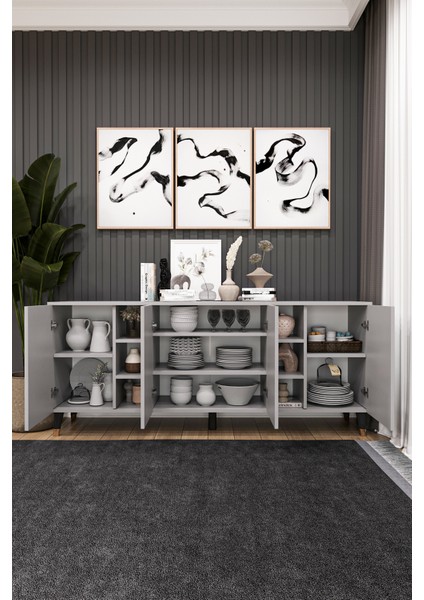 Geniş Konsol - Modern Büfe Dolap - 4 Kapaklı Şık Tasarım Salon ve Yemek Odası Ünitesi Knsl-05 modelleri