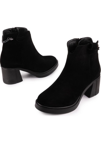 Hakiki Deri Modern Zincirli Rahat Termo Taban Bot Siyah Süet 15284 fiyatları