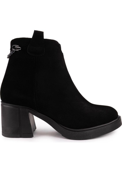 Hakiki Deri Modern Zincirli Rahat Termo Taban Bot Siyah Süet 15284 fırsatları