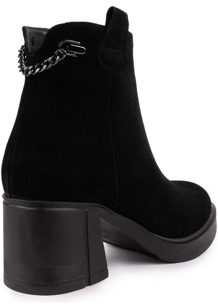 Hakiki Deri Modern Zincirli Rahat Termo Taban Bot Siyah Süet 15284 indirimleri