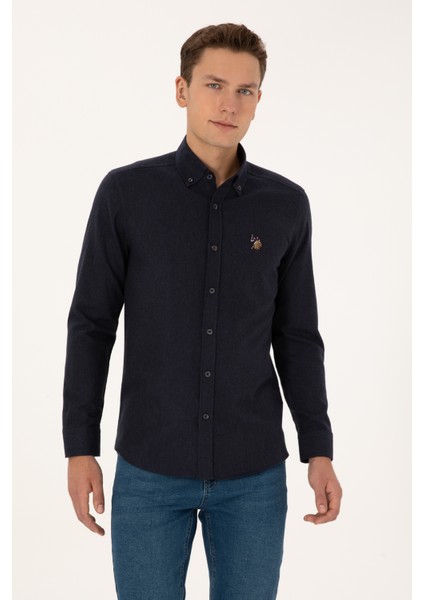 Erkek Lacivert Gömlek Basic 50315710-VR033