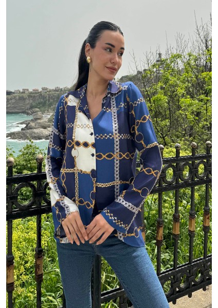 Zincir Desenli Saks Gömlek indirimleri