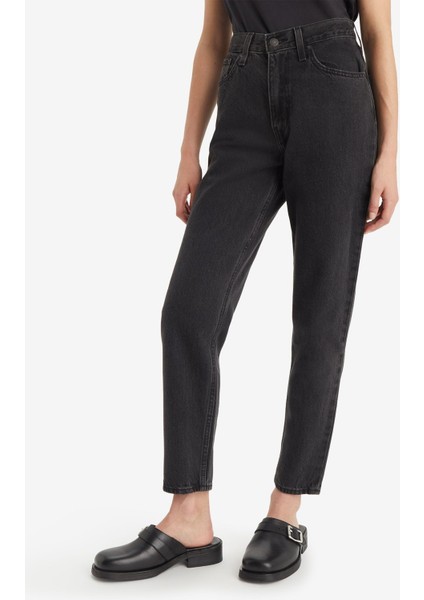 80S Mom Jean Kadın Siyah Kot Pantolon A9385-0000