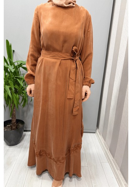 Nakış ve Fermuar Detaylı Cupra Ipek Elbise Tarçın 37800 fırsatları