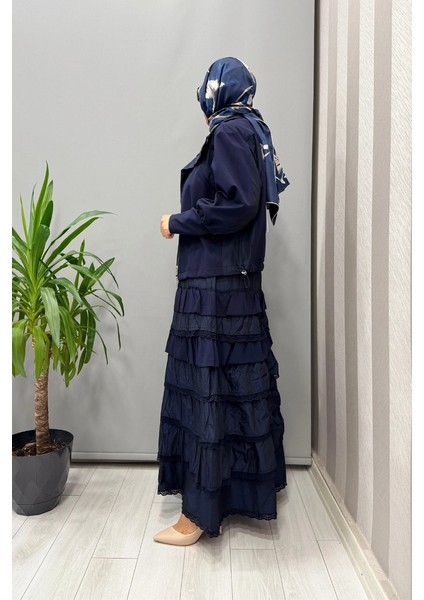 Fırfır Detaylı Ceket Elbise Takım Lacivert 38807 fiyatları