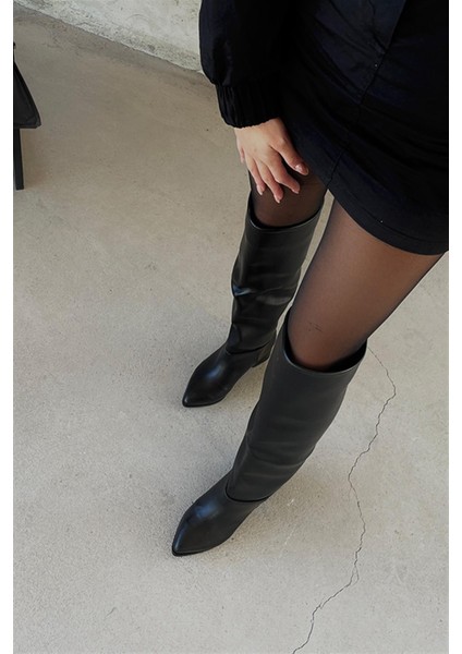 Molly Siyah Mat Dizüstü Topuklu Çizme indirimleri