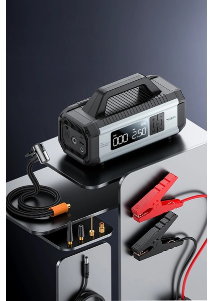 Taşınabilir Akü Takviye Cihazı Lastik Şişirme Pompası 10.000 Mah Powerbank Acil Durum El Feneri modelleri