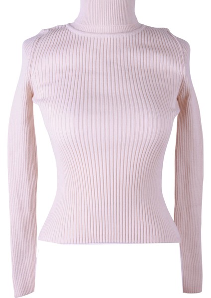 GNY02 Fitilli Balıkçı Yaka Ekru Kadın Kazak 26KL71V91005