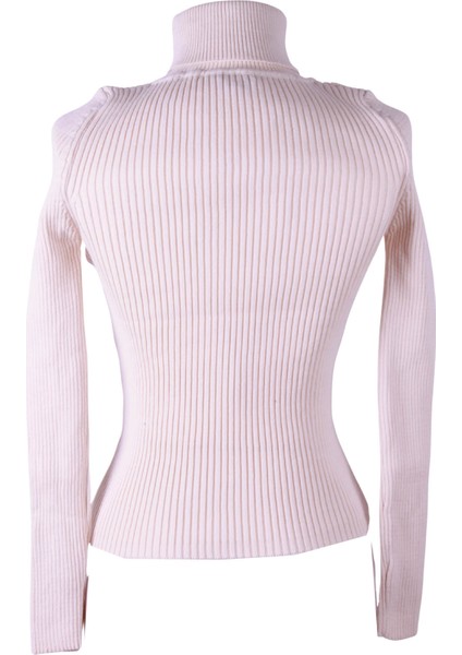 GNY02 Fitilli Balıkçı Yaka Ekru Kadın Kazak 26KL71V91005 modelleri